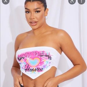 NWT white graffiti handkerchief top!